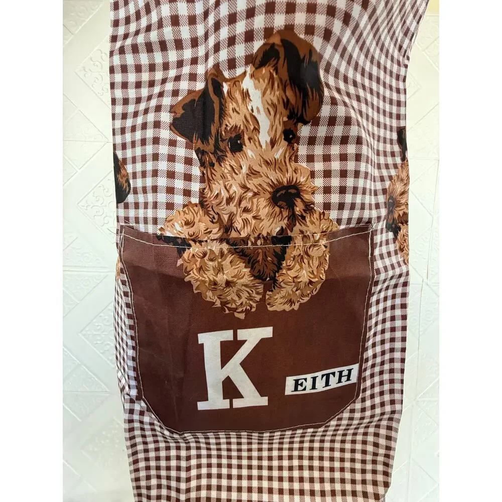 SKU2990 Bib Apron with Terrier Dog Big Pocket Brown & White NWOT